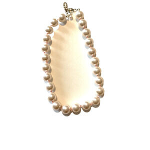 Vtg Chunky Pale Pink Glass Pearl Bead Necklace Choker Hand Knotted Adjustable